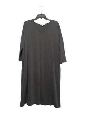 PureJill J. Jill Sand-Washed 3/4 Sleeve T-Shirt Dress Gray Plus Size 2X